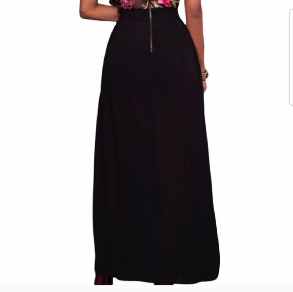 Black sheer floral romper 1 piece dress - Picture 5 of 6